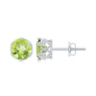 6 MM Peridot Solitaire Crown Stud Earrings Peridot - ( AAA ) - Quality - Rosec Jewels