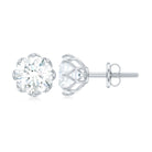 2 CT Certified Moissanite Solitaire Stud Earrings in Silver Moissanite - ( D-VS1 ) - Color and Clarity 92.5 Sterling Silver - Rosec Jewels