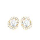 Certified Moissanite Minimal Stud Earrings with Accent Moissanite - ( D-VS1 ) - Color and Clarity - Rosec Jewels