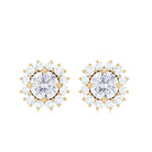 Round Moissanite Flower Cluster Stud Earrings Moissanite - ( D-VS1 ) - Color and Clarity - Rosec Jewels