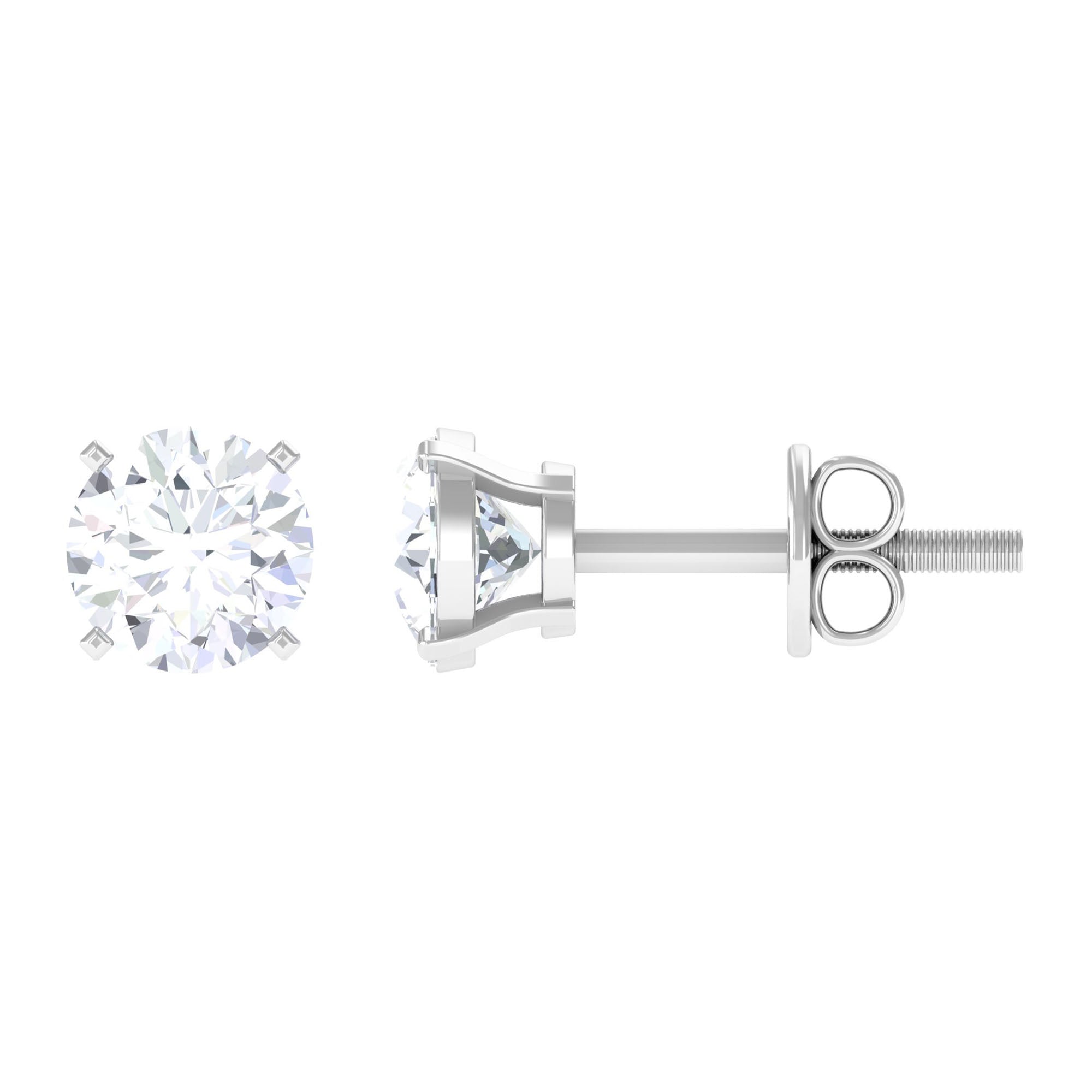 Round Shape Moissanite Solitaire Stud Earrings Moissanite - ( D-VS1 ) - Color and Clarity - Rosec Jewels