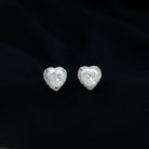 Elegant Heart Shape Moissanite Stud Earrings with Halo in Silver Moissanite - ( D-VS1 ) - Color and Clarity 92.5 Sterling Silver - Rosec Jewels