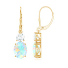 Oval Shape Ethiopian Opal Leverback Drop Earrings With Moissanite Ethiopian Opal - ( AAA ) - Quality - Rosec Jewels