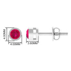 Round Ruby Dainty Solitaire Stud Earrings in Bezel Setting Ruby - ( AAA ) - Quality - Rosec Jewels