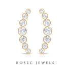 Natural Diamond Climber Earrings with Screw Back Diamond - ( HI-SI ) - Color and Clarity - Rosec Jewels