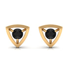 Genuine Black Onyx and Gold Triangle Stud Earrings Black Onyx - ( AAA ) - Quality - Rosec Jewels