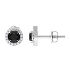 Black and White Diamond Snake Stud Earrings in Claw Set Black Diamond - ( AAA ) - Quality - Rosec Jewels