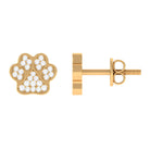 1/4 CT Real Diamond Cute Paw Stud Earrings in Gold Diamond - ( HI-SI ) - Color and Clarity - Rosec Jewels