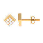 Minimal Diamond Diagonal Square Stud Earrings in Gold Diamond - ( HI-SI ) - Color and Clarity - Rosec Jewels