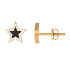 Minimal Diamond Star Stud Earring with Enamel Diamond - ( HI-SI ) - Color and Clarity - Rosec Jewels