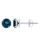 Round London Blue Topaz Stud Earrings For Women London Blue Topaz - ( AAA ) - Quality 92.5 Sterling Silver - Rosec Jewels