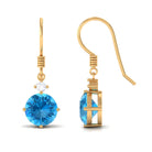 4.25 CT Swiss Blue Topaz Solitaire Dangle Earrings with Moissanite Swiss Blue Topaz - ( AAA ) - Quality - Rosec Jewels