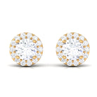 Round Certified Moissanite Halo Stud Earrings Moissanite - ( D-VS1 ) - Color and Clarity - Rosec Jewels