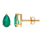 1.25 CT Pear Cut Solitaire Emerald Stud Earring in Gold Emerald - ( AAA ) - Quality - Rosec Jewels