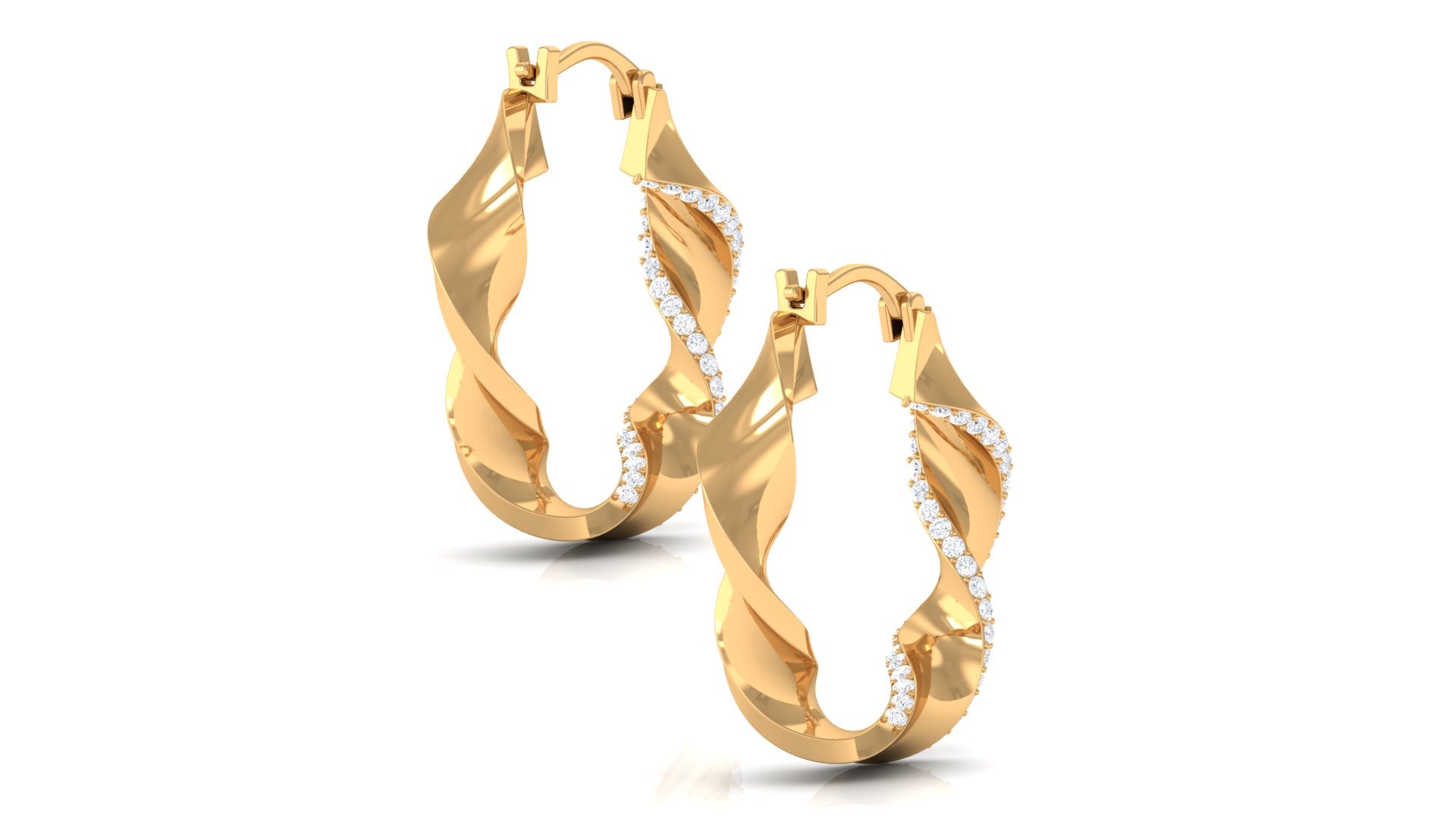 Rosec Jewels-Real April Birthstone Diamond Twisted Hoop Earrings