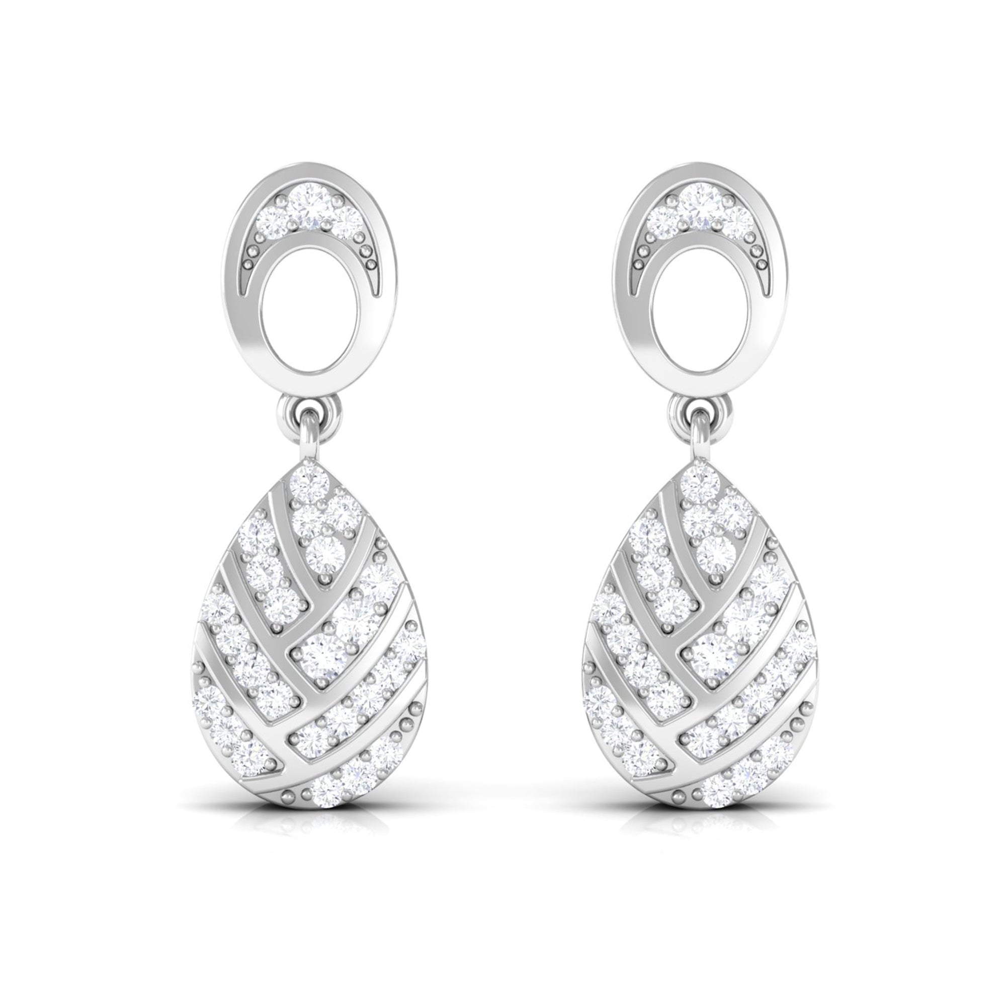 Classic Diamond Gold Bridal Teardrop Earrings Diamond - ( HI-SI ) - Color and Clarity - Rosec Jewels