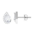 Cubic Zirconia Teardrop Stud Earrings with Screw Back Zircon - ( AAAA ) - Quality - Rosec Jewels