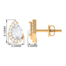 Cubic Zirconia Teardrop Stud Earrings with Screw Back Zircon - ( AAAA ) - Quality - Rosec Jewels