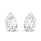 Cubic Zirconia Teardrop Stud Earrings with Screw Back Zircon - ( AAAA ) - Quality - Rosec Jewels