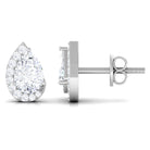 Cubic Zirconia Teardrop Stud Earrings with Screw Back Zircon - ( AAAA ) - Quality - Rosec Jewels