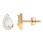 Cubic Zirconia Teardrop Stud Earrings with Screw Back Zircon - ( AAAA ) - Quality - Rosec Jewels