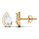 Cubic Zirconia Teardrop Stud Earrings with Screw Back Zircon - ( AAAA ) - Quality - Rosec Jewels