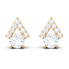 3/4 CT Contemporary Zircon Gold Stud Earrings Zircon - ( AAAA ) - Quality - Rosec Jewels