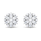 Certified Moissanite Flower Stud Earrings Moissanite - ( D-VS1 ) - Color and Clarity - Rosec Jewels