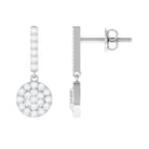 3/4 CT Minimal Zircon Gold Dangle Earrings in Pave Setting Zircon - ( AAAA ) - Quality - Rosec Jewels