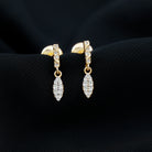 Certified Moissanite Leaf Dangle Drop Earrings Moissanite - ( D-VS1 ) - Color and Clarity - Rosec Jewels