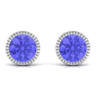 1 CT Round Cut Natural Tanzanite Solitaire Stud Earring in Bezel Setting Tanzanite - ( AAA ) - Quality - Rosec Jewels