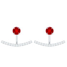 1 CT Lab Grown Ruby and Diamond Classic Jacket Earrings Lab Created Ruby - ( AAAA ) - Quality - Rosec Jewels