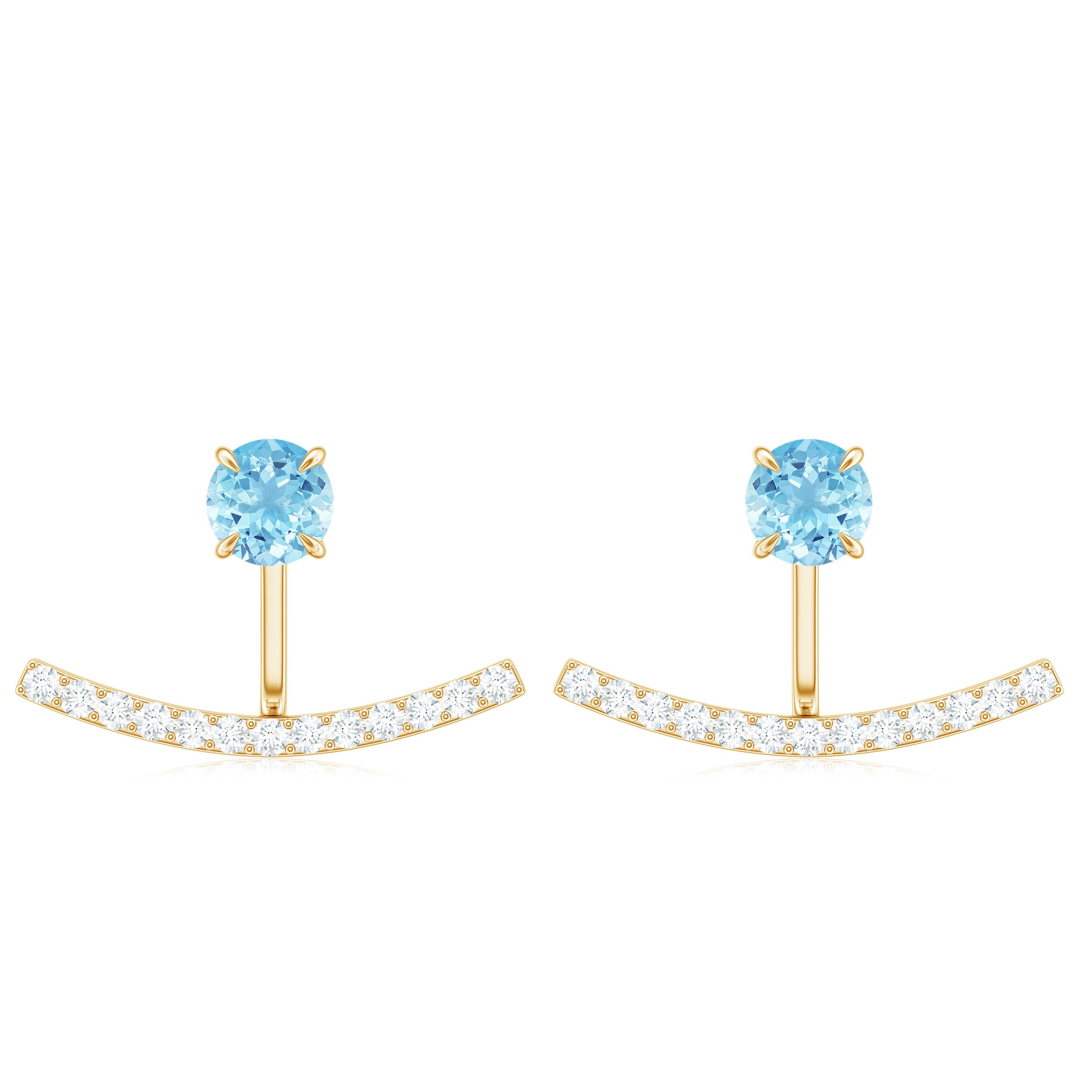 Classic Aquamarine and Diamond Earring Jacket Aquamarine - ( AAA ) - Quality - Rosec Jewels