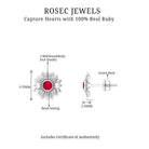 Bezel Set Real Ruby Flower Stud Earrings Ruby - ( AAA ) - Quality - Rosec Jewels