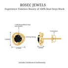 5 MM Black Onyx Solitaire and Gold Swirl Stud Earrings Black Onyx - ( AAA ) - Quality - Rosec Jewels