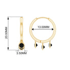 Three Stone Created Black Diamond Hoop Drop Earrings in Bezel Setting Lab Created Black Diamond - ( AAAA ) - Quality - Rosec Jewels