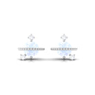 Moonstone Contemporary Celestial Stud Earrings with Diamond Moonstone - ( AAA ) - Quality - Rosec Jewels