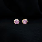 0.75 CT Pink Sapphire Solitaire Stud Earrings in Bezel Setting Pink Sapphire - ( AAA ) - Quality - Rosec Jewels