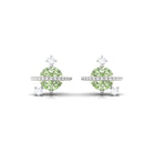 Green Sapphire Celestial Stud Earrings with Diamond Green Sapphire - ( AAA ) - Quality - Rosec Jewels