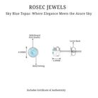 Sky Blue Topaz Solitaire Stud Earrings in Bezel Setting Sky Blue Topaz - ( AAA ) - Quality - Rosec Jewels