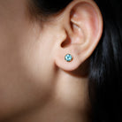 Sky Blue Topaz Solitaire Stud Earrings in Bezel Setting Sky Blue Topaz - ( AAA ) - Quality - Rosec Jewels