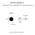 Red Garnet Solitaire Stud Earrings in Bezel Setting Garnet - ( AAA ) - Quality - Rosec Jewels