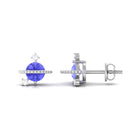 Real Tanzanite and Diamond Celestial Stud Earrings Tanzanite - ( AAA ) - Quality - Rosec Jewels