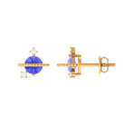 Real Tanzanite and Diamond Celestial Stud Earrings Tanzanite - ( AAA ) - Quality - Rosec Jewels