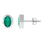 Rosec Jewels-1 CT Oval Emerald Solitaire Stud Earrings in Bezel Setting