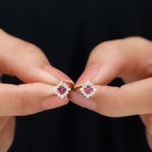 1 CT Classic Pink Tourmaline Stud Earrings with Diamond Halo Pink Tourmaline - ( AAA ) - Quality - Rosec Jewels