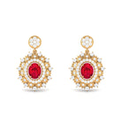 1.50 CT Created Ruby and Diamond Bridal Drop Earrings Lab Created Ruby - ( AAAA ) - Quality - Rosec Jewels