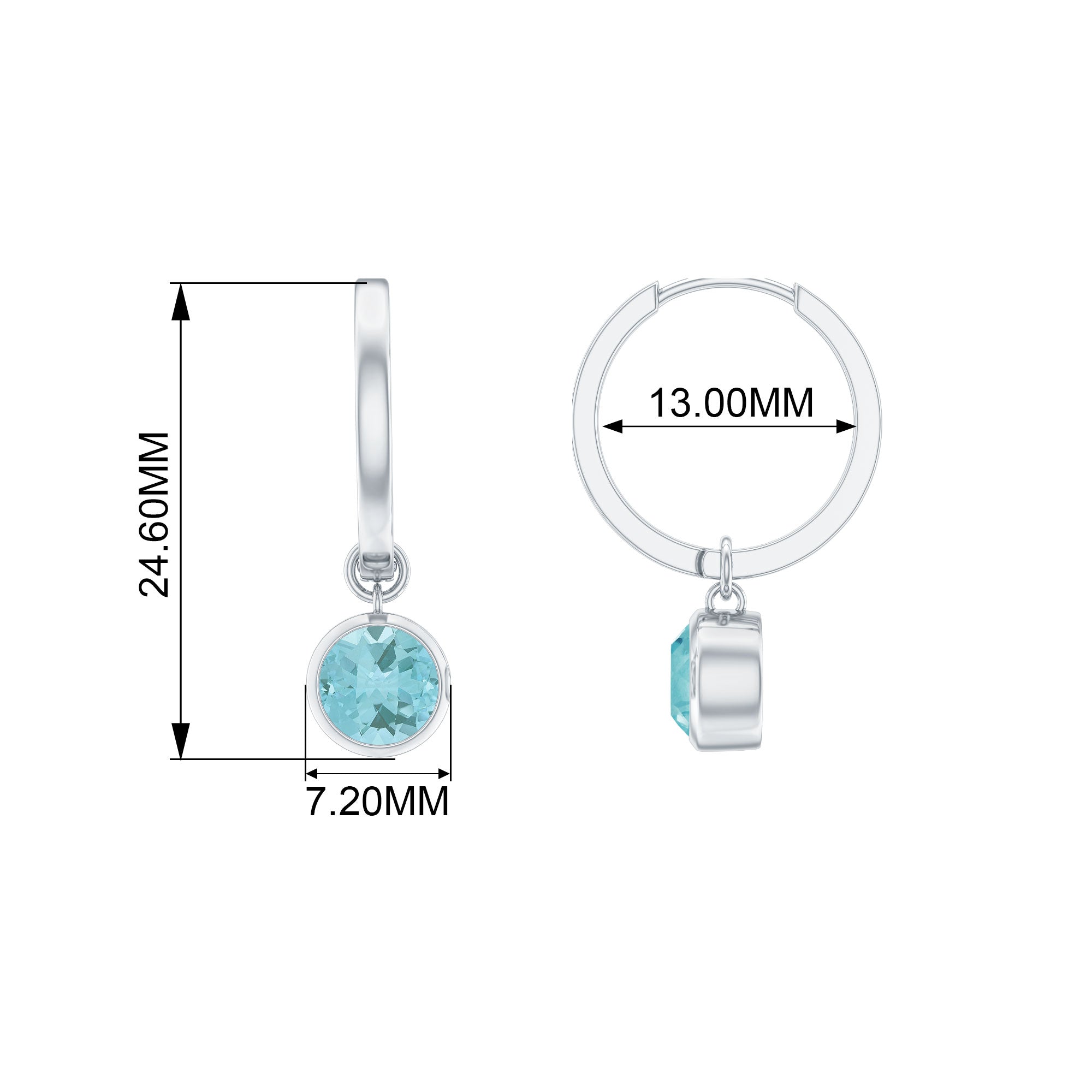 2.25 CT Bezel Set Sky Blue Topaz Hoop Drop Earrings in Gold Sky Blue Topaz - ( AAA ) - Quality - Rosec Jewels