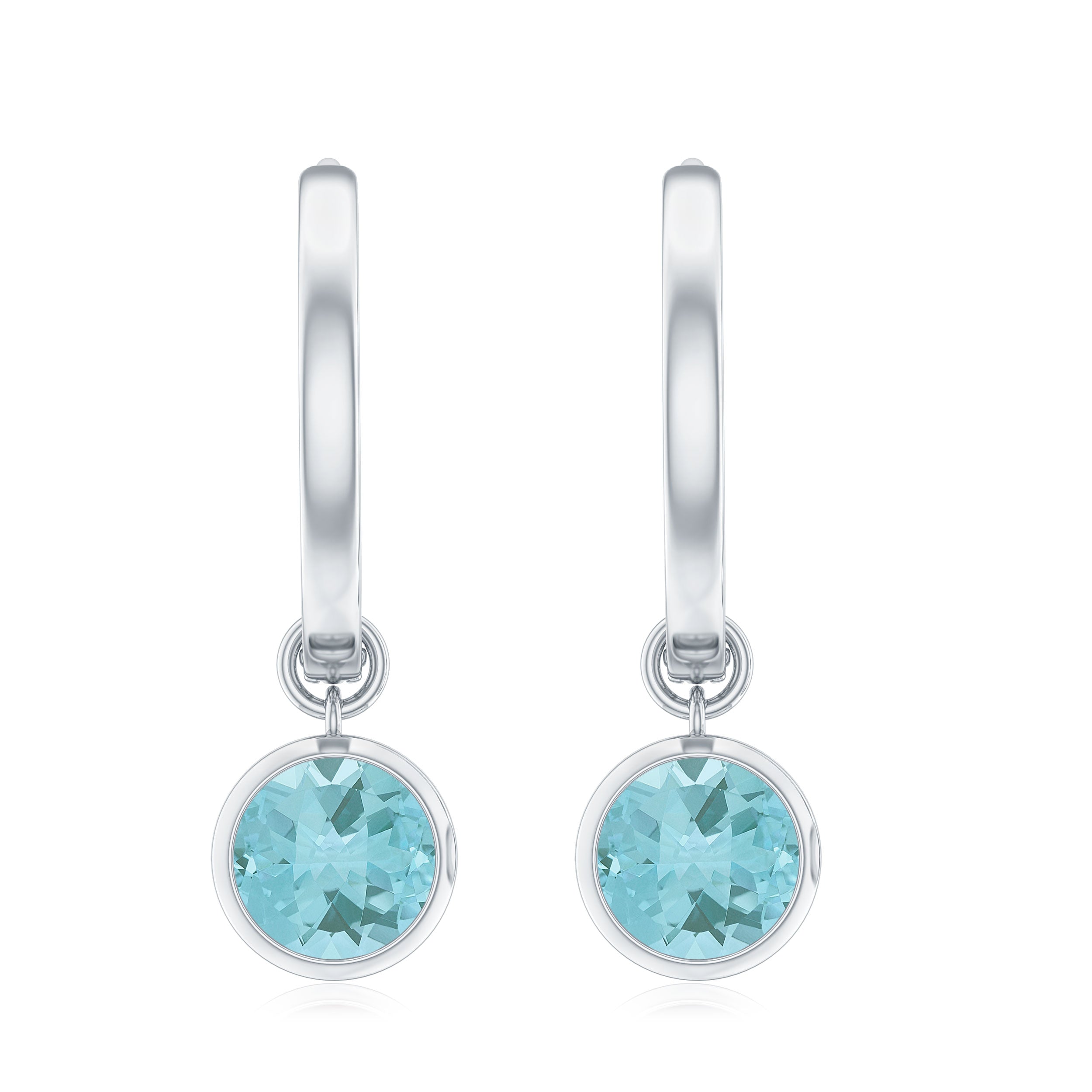 2.25 CT Bezel Set Sky Blue Topaz Hoop Drop Earrings in Gold Sky Blue Topaz - ( AAA ) - Quality - Rosec Jewels