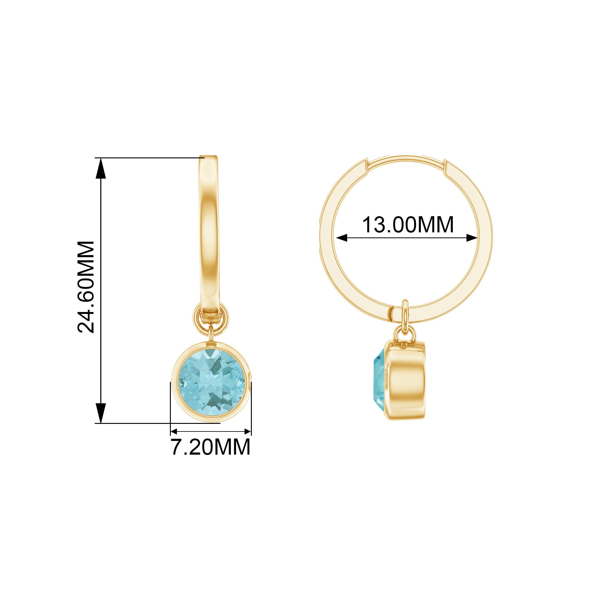 2.25 CT Bezel Set Sky Blue Topaz Hoop Drop Earrings in Gold Sky Blue Topaz - ( AAA ) - Quality - Rosec Jewels